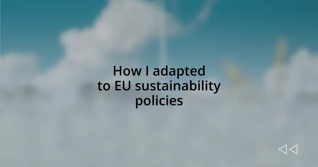 How I adapted to EU sustainability policies