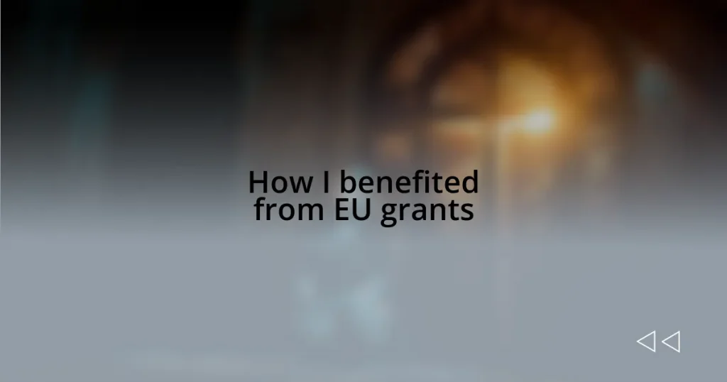 How I benefited from EU grants