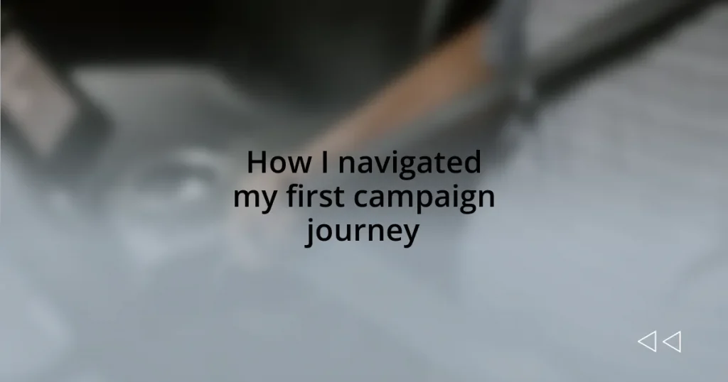 How I navigated my first campaign journey