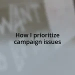 How I prioritize campaign issues