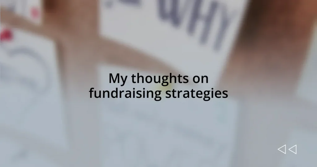 My thoughts on fundraising strategies