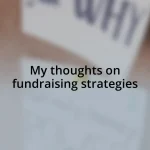 My thoughts on fundraising strategies