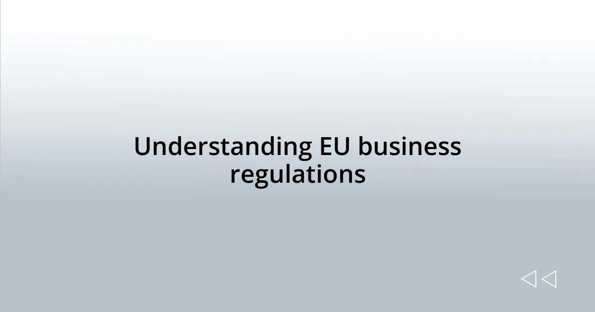 Understanding EU business regulations