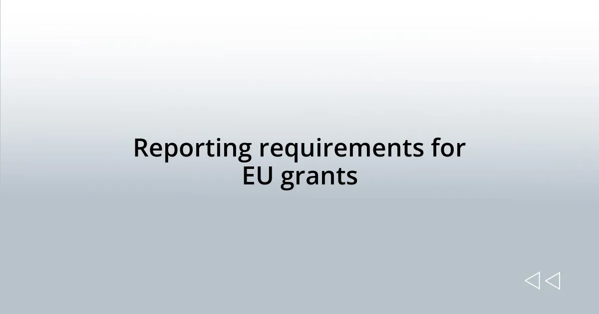 Reporting requirements for EU grants