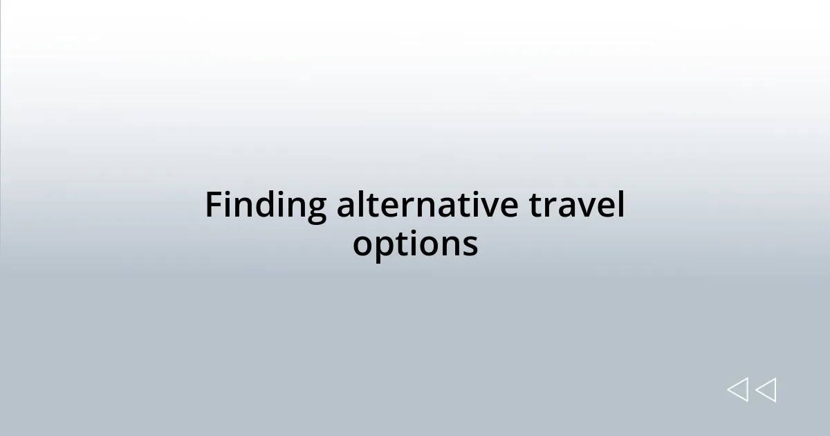 Finding alternative travel options