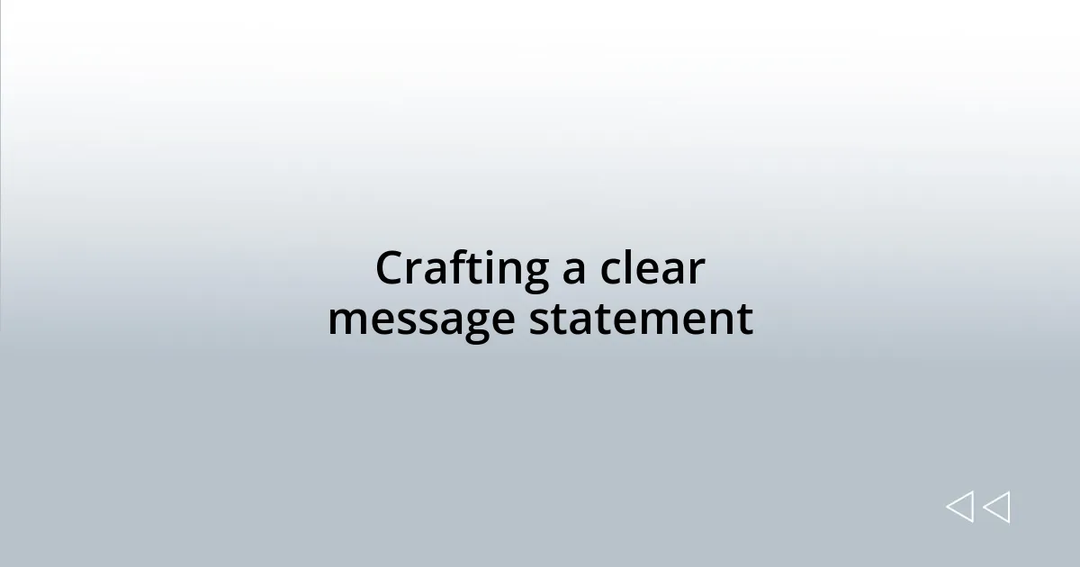 Crafting a clear message statement