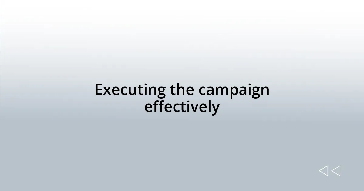 Executing the campaign effectively
