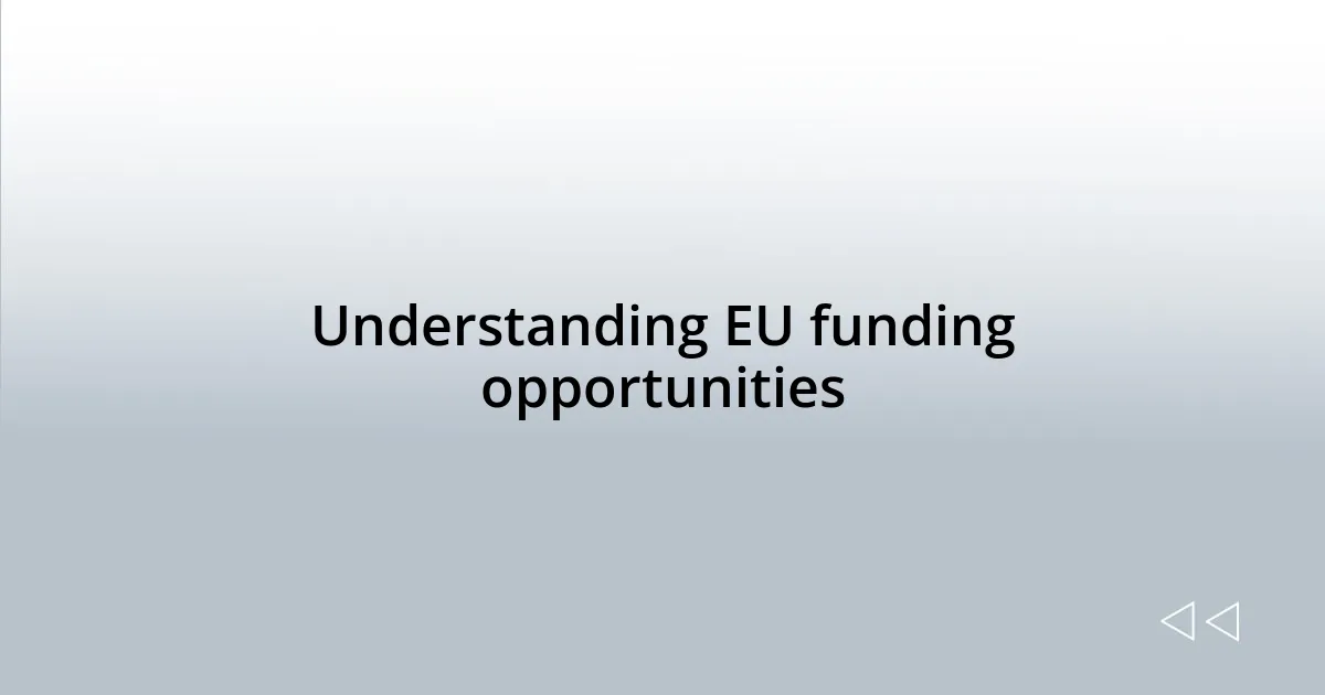 Understanding EU funding opportunities