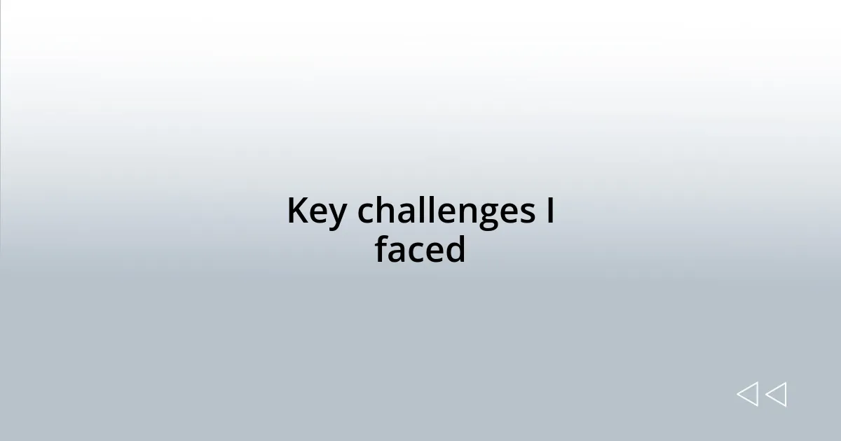 Key challenges I faced