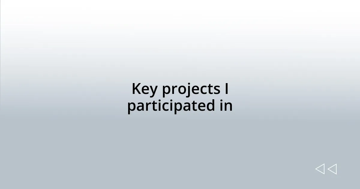 Key projects I participated in