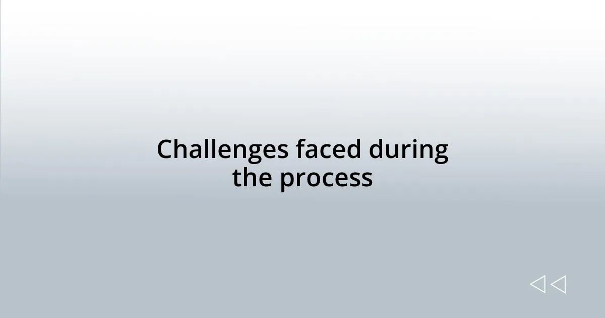 Challenges faced during the process