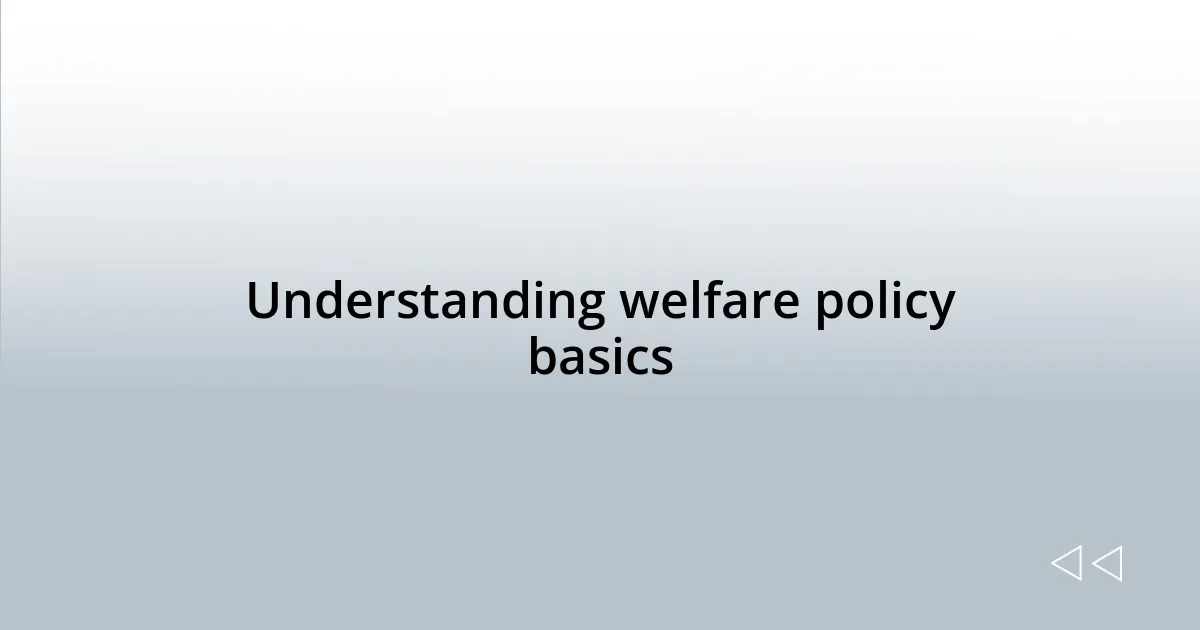 Understanding welfare policy basics