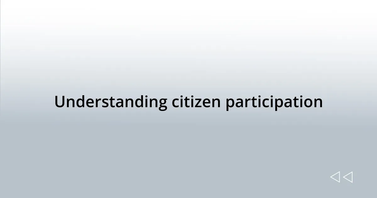 Understanding citizen participation