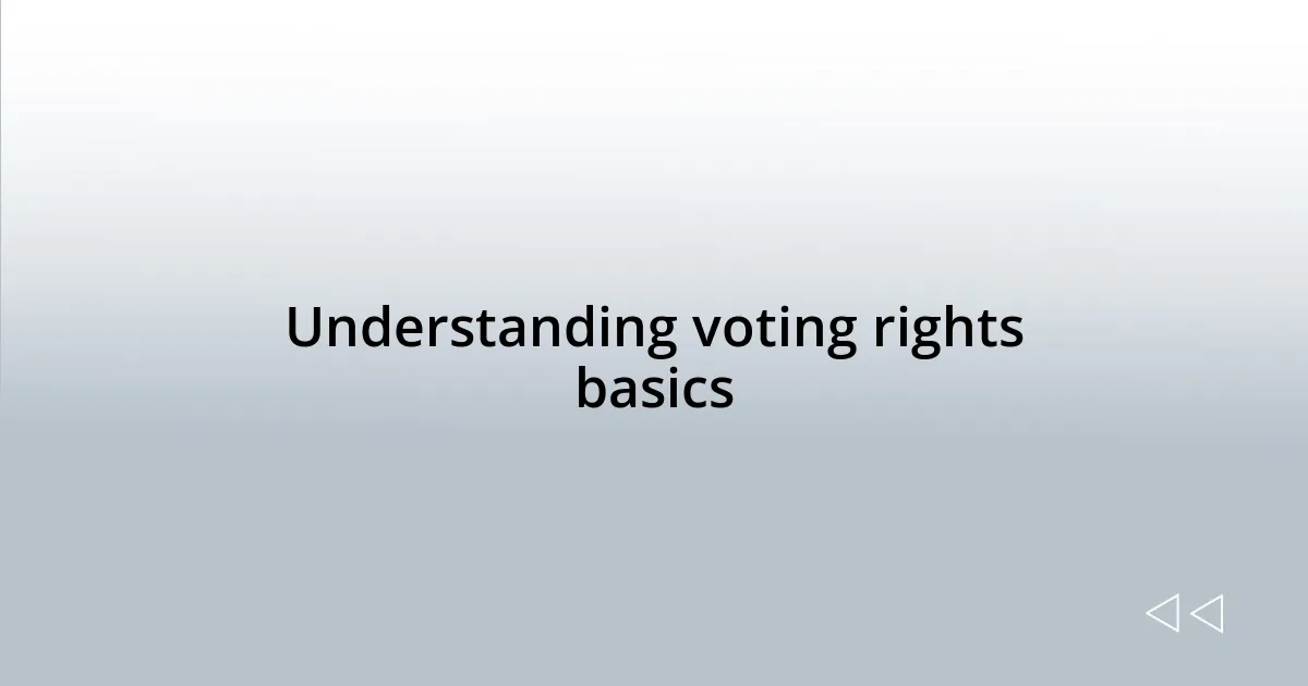 Understanding voting rights basics