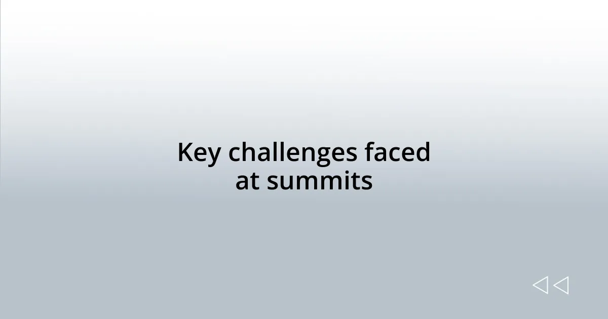 Key challenges faced at summits