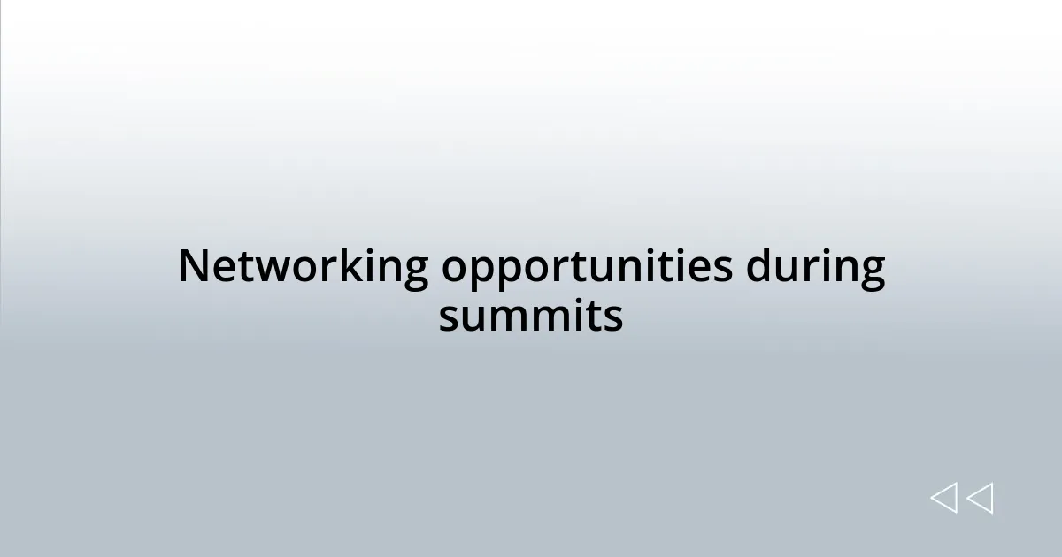 Networking opportunities during summits