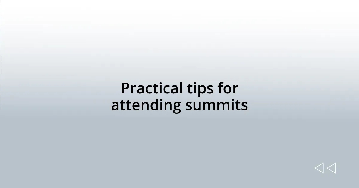 Practical tips for attending summits