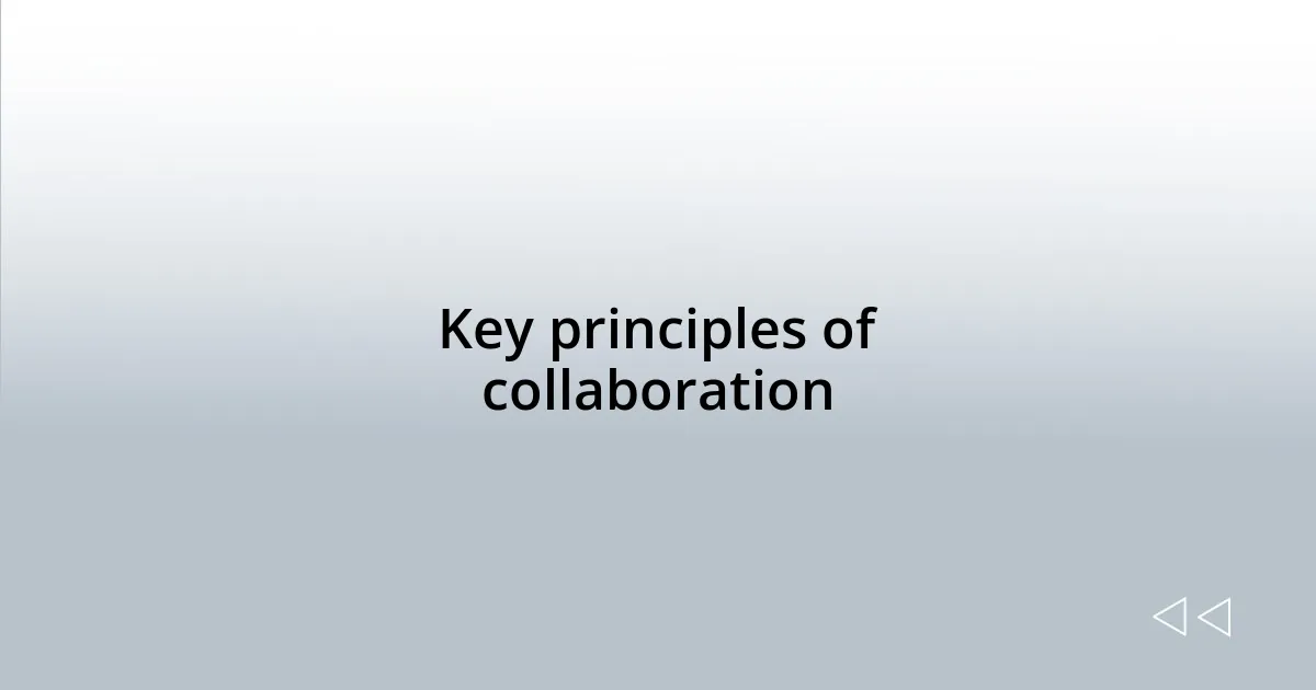 Key principles of collaboration