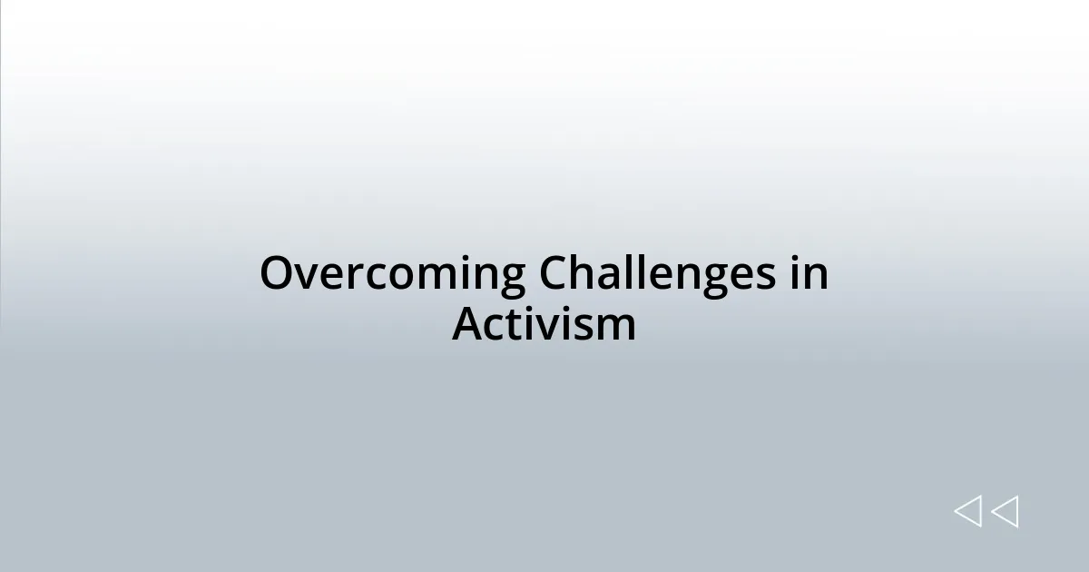 Overcoming Challenges in Activism