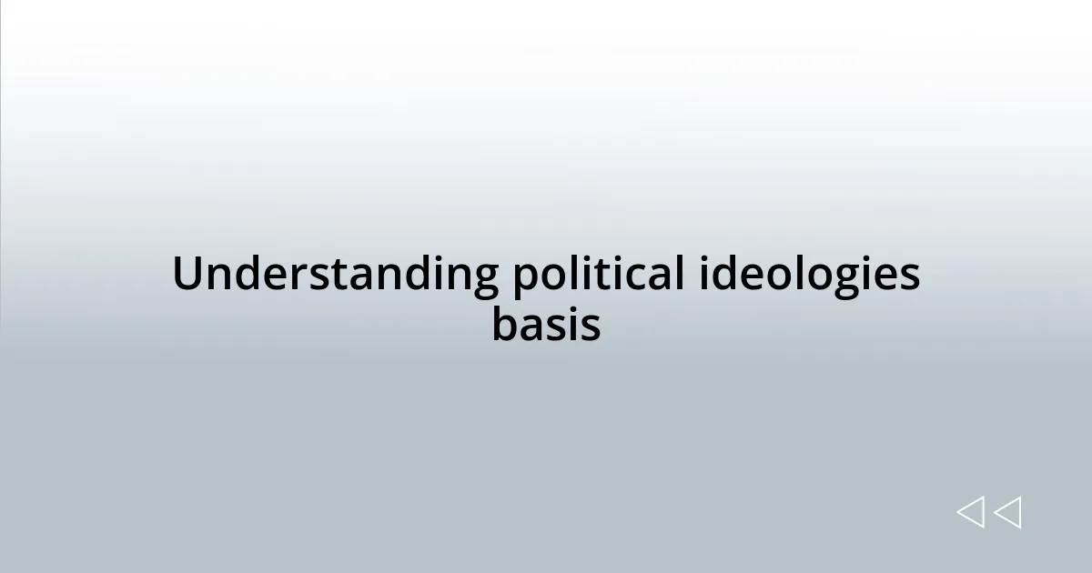 Understanding political ideologies basis